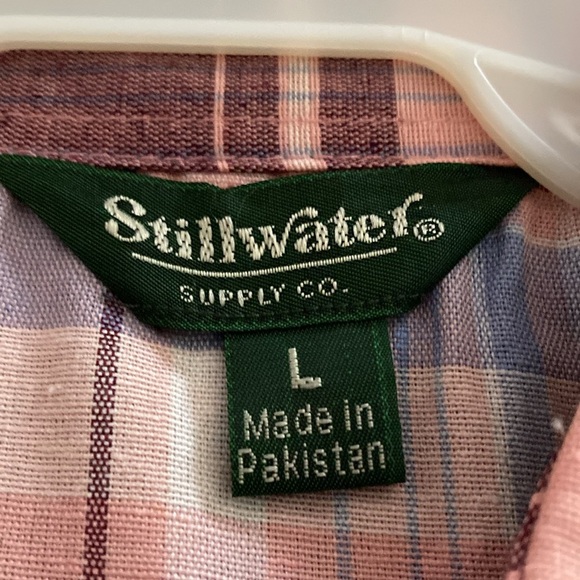 Stillwater Supply Co women’s large short sleeve cotton plaid shirt casual cool - Picture 3 of 7